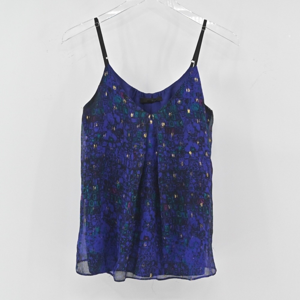 ARYN K Womens Silk Chiffon Top Size S Boho‎ Fairy Romantic Blue Spaghetti Straps